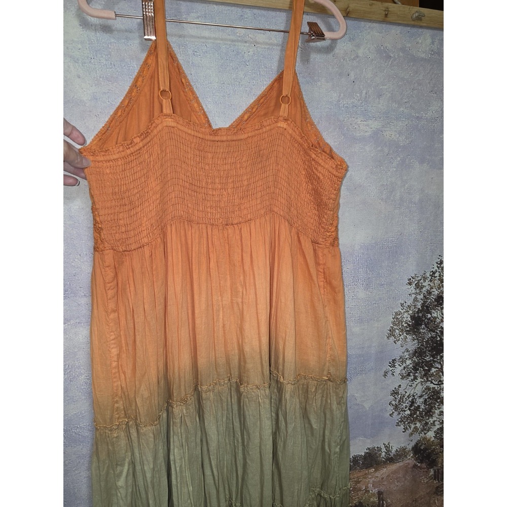 Ashley Stewart Boho Ombré Tiered Maxi Dress Orange Green Lace Details Plus Sz 18 - Picture 9 of 14